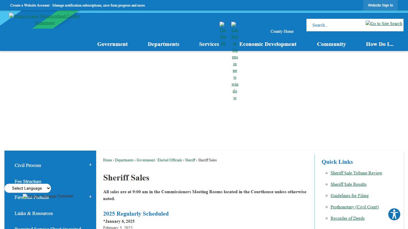 Sheriff Sales | Westmoreland County, PA - Official Website